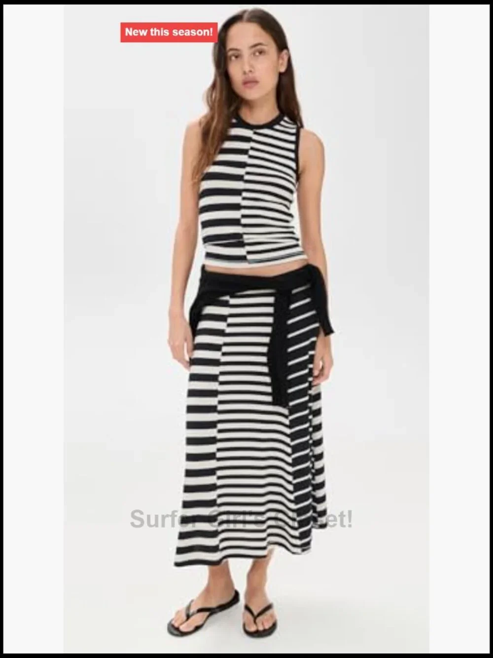 Women's Mixed Stripe Knit Tank Top Sleeveless Crew Neck Pullover Lightweight